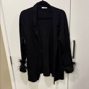 Sioni Black Feather Cuff Blazer